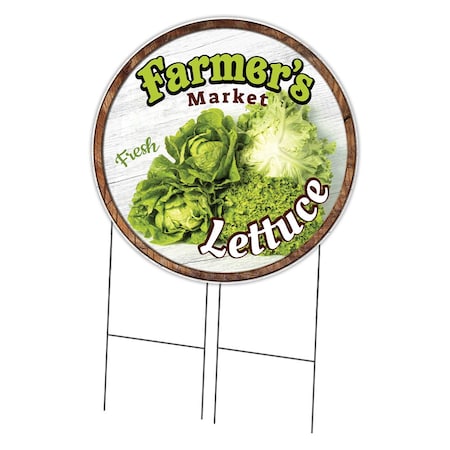 Signmission Corrugated Plastic Sign With Stakes 36in Circular-Farmers Market Lettuce, C-36-CIR-WS-Lettuce C-36-CIR-WS-Lettuce