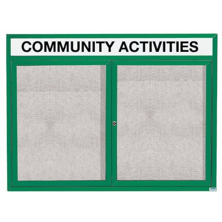 Aarco Outdoor Enclosed Bulletin Board w/ Al Frame Header, Powder Coated Green, Neutral 36''Hx48''W ODCC3648RHG