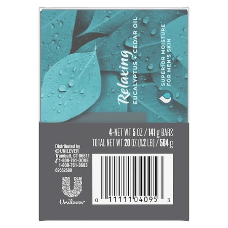Dove Men+Care Relaxing Eucalyptus Plus Cedar Oil Natural Essential Oil Cleansing Bar Soap, 20 Ounce, 18PK 69555184
