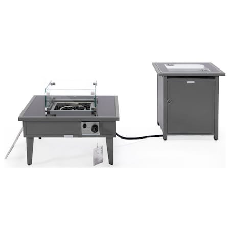 Leisuremod Walbrooke Patio Square Fire Pit and Tank Holder, Grey WGR-27-20-GL