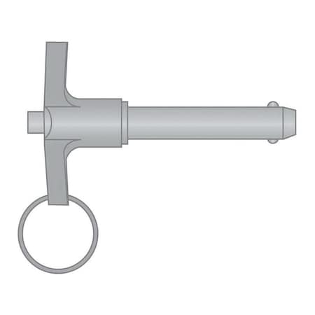 Huyett Quick Release Pin, T Handle, Passivated, 0.500 in Dia x 2.500 in Usable L x 2.960 in Shank L PLTS-0500-2500