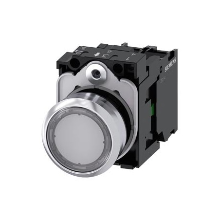 Siemens Illuminated pushbutton, 22 mm, round, Metal, shiny, transparent 3SU1156-0AB70-1BA0-ZY10