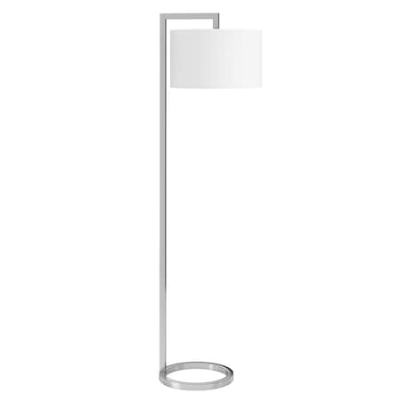 Homeroots 64" Nickel Traditional Shaped Floor Lamp With White Frosted Glass Drum Shade 523491