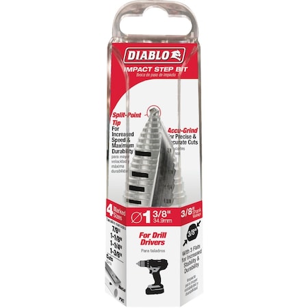 Diablo 7/8'' - 1-3/8'' Impact Step Drill Bit 15 Steps DSD1375S15