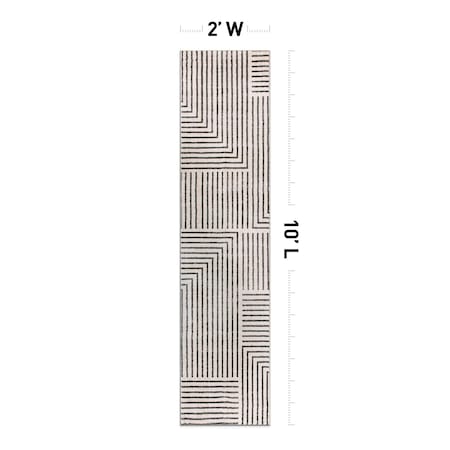 World Rug Gallery Distressed Bohemian Stripes Washable Non Slip Runner Rug 2 ft x 10 ft Beige WR76BEIGE2X10