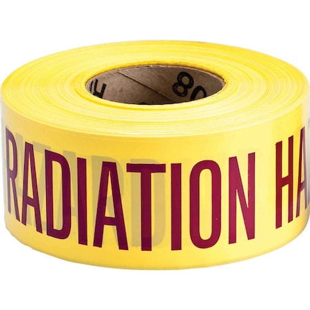 Brady Caution Barricade Tape Roll Of 1000 Feet, "CAUTION RADIATION HAZARD" 91464