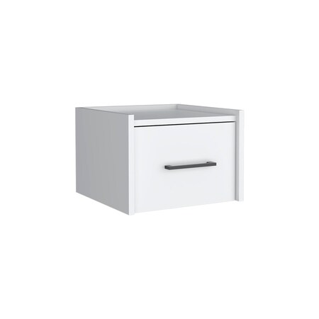 Homeroots 10" White Wood One Drawer Floating Nightstand 543700