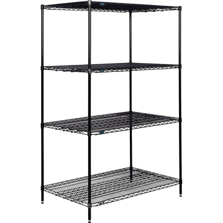 Global Industrial Nexel 4 Shelf, Black Epoxy Wire Shelving Unit, Starter, 36"W x 30"D x 63"H B3170447