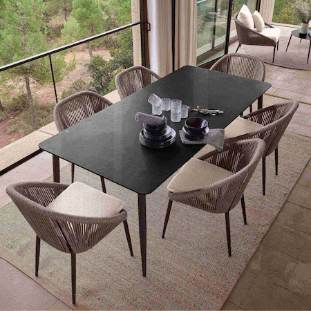 Skyline Design Rodona Rectangular Dining Table with Glass 24160-CMA-RO-GL