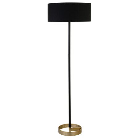 Homeroots 62" Black Traditional Shaped Floor Lamp With Black No Pattern Drum Shade 523364