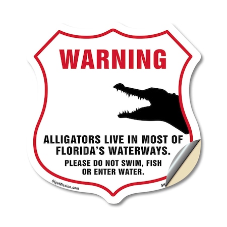 Signmission Alligator Warning Shield Sign Warning Al, 18 Inch X 18 Inch, Vinyl Decal SHI-D-18-359
