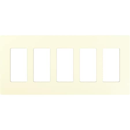 Lutron Designer Wall Plates, Number of Gangs: 5 Thermoset, Gloss Finish, Light Almond CW-5-LA