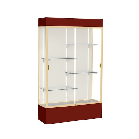 Ghent Lighted Floor Display Case 48x80x16, Plaque 3174PB-GD-MN