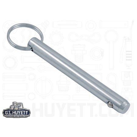 Huyett Detent Pin, Zinc Plated Medium Carbon Steel, 0.500 in Dia x 3.500 in Effective L x 0.505 in Hole Dia DTP-0500-3500