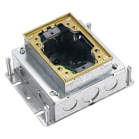 Hubbell Wiring Device-Kellems Electrical Box, 39.5 cu in, Floor Box Type, 1 Gang, Brass, Rectangular Shape FB2421