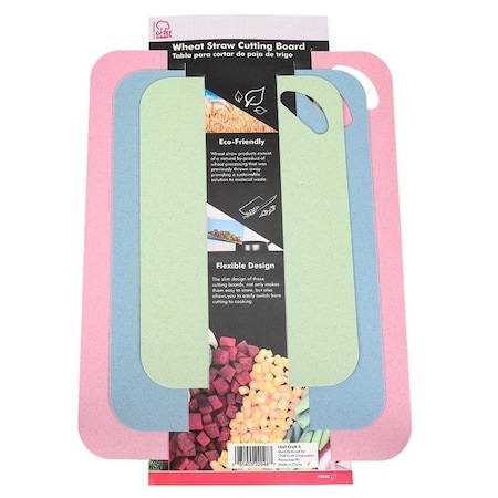 Chef Craft Cutting Board Set, Wheat Straw, Blue/Green/Pink 22048