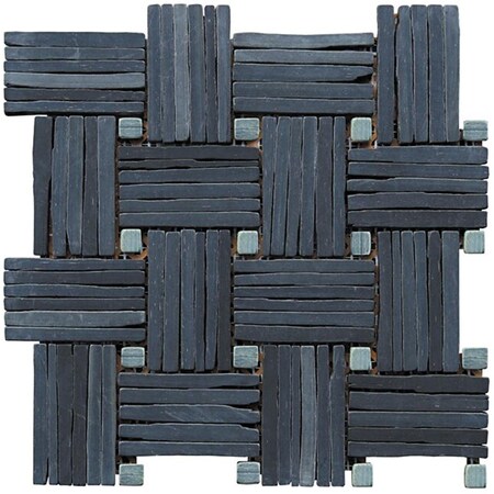 Intrend Tile Basketweave Interloacked Mosaic Blend - Black Slate LS013-S