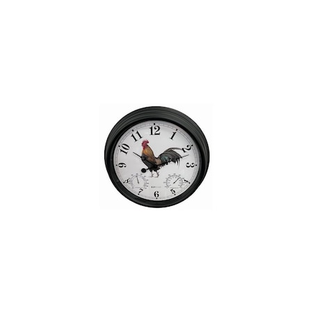 Headwind Consumer Products Rooster Outdoor Clock & Thermometer, 15 In. Dial 850-0073