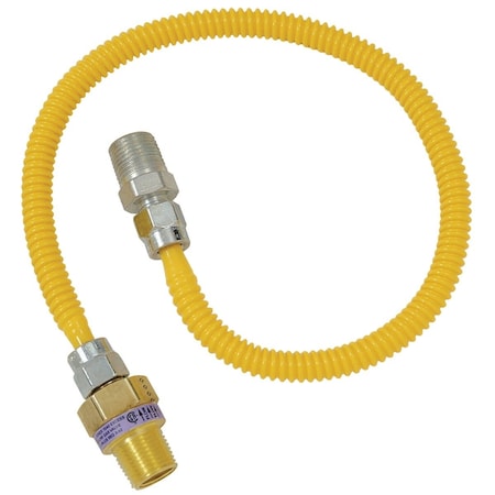 Dormont 3/8'' ODx36'' Coated Stainless Steel Gas Connector 1/2'' MIP, Tapped 3/8'' FIPx1/2'' MIP SmartSense 10C-3131V2TS-36B