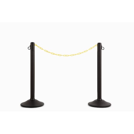 Us Weight ChainBoss Stanchion with 10 ft of Yellow Plastic Chain, SunShield UV Protection-Weighted Base, 2PK U2206YC