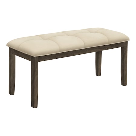 Monarch Specialties Bench, 44'' Rectangular, Entryway, Upholstered, Wood, Cream Fabric, Grey Solid Wood, Transitional I 1377