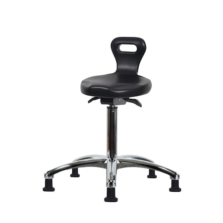 Blue Ridge Ergonomics Poly Serpent Sit-Stand Stool Chrome - Medium Bench Height with Stationary Glides in Black Poly PSPMBSO-CR-NF-RG-BLK