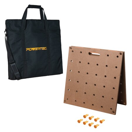 Powertec Arachni-Flex 24in x 48in Foldable Tabletop w/ Dog Holes & Carrying Bag  & Quick-Insert Locks 72288