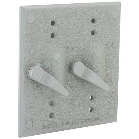 Hubbell Weatherproof Cover, Switch Box Type, 2 Gang, Aluminum 5124-0