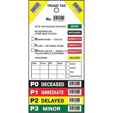 Harris Industries Triage Tag, Cardstock, PK50 TTR100