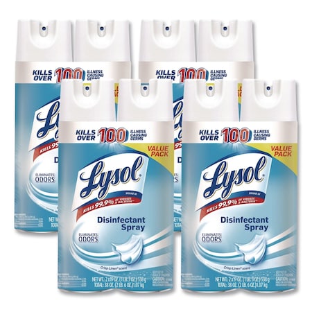 Lysol Cleaners & Detergents, Aerosol Spray, Crisp Linen, 8 PK 19200-99608