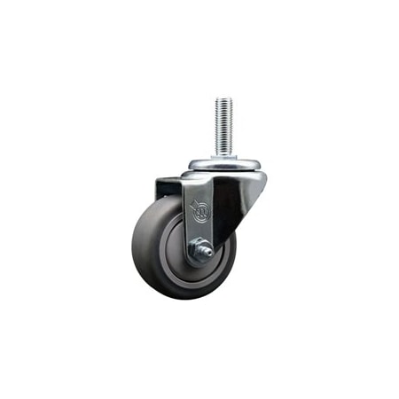 Service Caster 3 Inch Thermoplastic Rubber Wheel Swivel 34 Inch Threaded Stem Caster Service Caster SCC-TS20S314-TPRB-34212