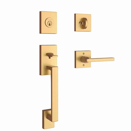 Baldwin Single Cylinder La Jolla Handleset Square Lever Contemporary Square Rose with 6AL Latch and Dual SCLAJXSQUCSR044