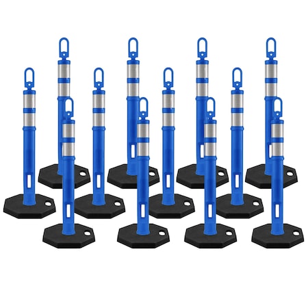 Xpose Safety 42in  Ring Loop Blue Traffic Delineator Post with 13 LB PVC Base, 6PK DLRB-BLU-42-12-X