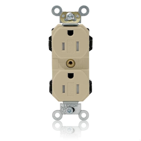 Leviton Straight Blade Receptacle, 5-15R, 15 A, 125V AC, Self-Grounded MT562-SI