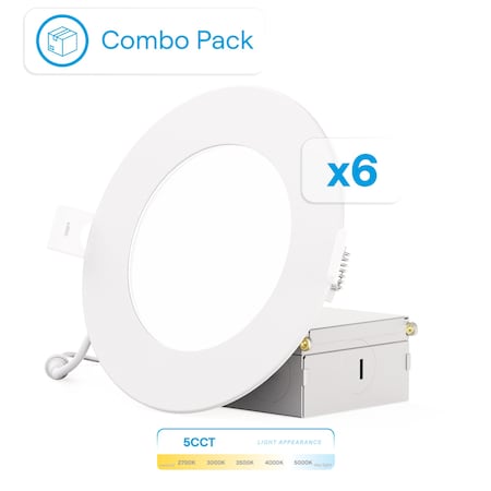 Infibrite 4 In 5CCT Selectable White 9 Watt 850LM 0-10V Dimmable LED Light 120-277V, 6PK IB-001-18-9W-10V-6PK