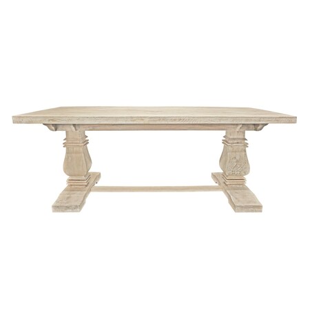 Homeroots 81" Antiqued White Solid Wood Trestle Base Dining Table 488689