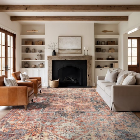 World Rug Gallery Multicolor Washable Rug - Vintage Look with Flat Pile Comfort 9 ft x 12 ft WR174MULTI9X12