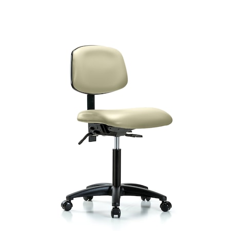 Blue Ridge Ergonomics Chair, Vinyl, Med Bench, Tilt Casters, Wht, No Arms, 22" to 29" Height, Adobe White BR-VMBCH-RG-T1-A0-NF-RC-8501