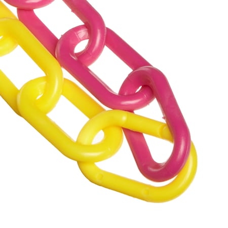 Mr. Chain 1.5" x 100' Yellow/Magenta Plastic Safety Chain 30030-100