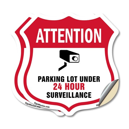 Signmission Video Surveillance Shield Sign Attention, 18 inch X 18 inch, Vinyl Decal, 2PK SHI-D-2PACK-18-469