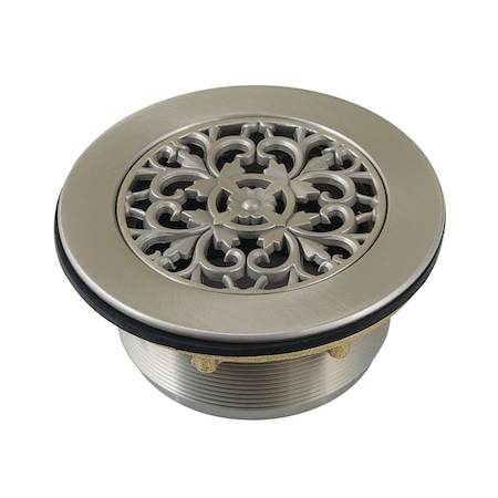 Kingston Brass 4-1/4" Brass Round Grid Shower Base Drain with Flange, Brushed Nickel BSFT4138