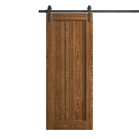 Sartodoors Modern Barn Door 32 x 80 inches, Ego 5006 Cognac Oak Veneer, 6.6FT Rail Track Heavy Hardware Set ,  EGO5006BD-B-DKO-32