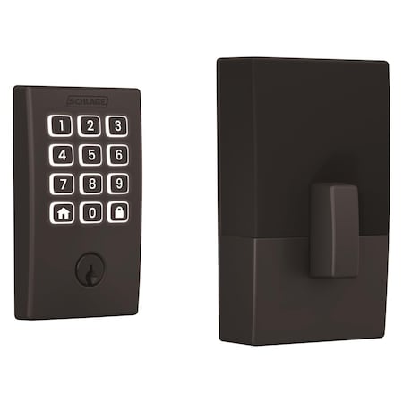 Schlage Arrive Matte Black Steel Wi-Fi Deadbolt with Century Trim BE459WBVCEN622