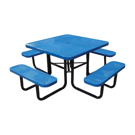 Leisure Craft 46" Square Picnic Table, Perforated Metal, Portable, Blue T46SQP-PERF-BLUE