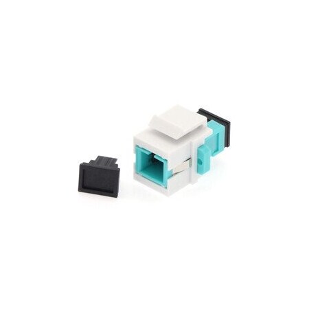 Cable Wholesale SC/UPC Keystone Coupler, OM3, Multimode, Simplex, Aqua Body 30SC-SC200
