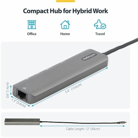 Startech.Com USB-C Multiport Adapter Hub, USB-C to 4K 60Hz HDMI, Gigabit Ethernet and 100W Laptop DKT30CHSDPD1