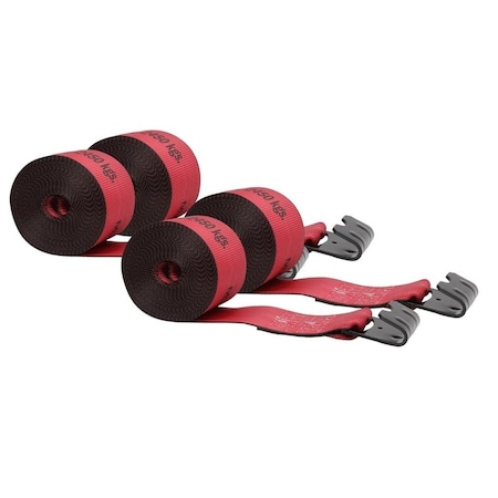 Mytee Products Kinedyne 4in x 30ft Winch Strap with Flat Hook - Red, 4PK WS430R-Kx4