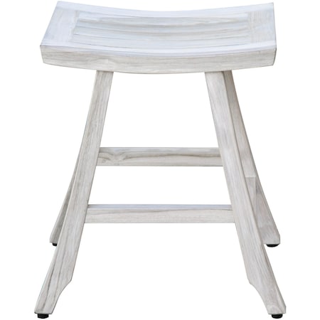 Homeroots 24" X 15" White Teak Square Shower Bench 376787