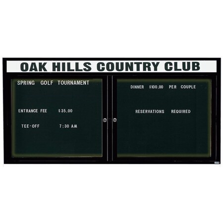 Aarco Illuminated Outdoor Enclosed Directory w/ Al Frame Header, Powder Coated Black, 36''Hx72''W OADC3672HIBK