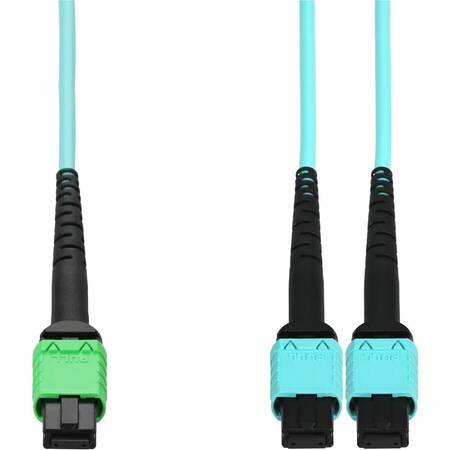 Add-On 5M MPO/APC TO 2XMPO/UPC AQUA OM4 OFNR RISER-RATED 16-STRAND FIBER FANOUT CABLE ADD-16FAMPO-2MPO5M5OM4
